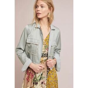 Anthropologie Piped Trucker Jacket